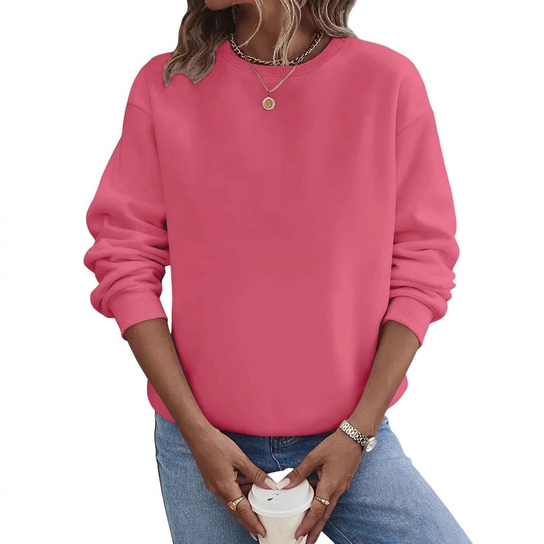 Solid Color Blank Round Neck Plus Size Fashion Sweater