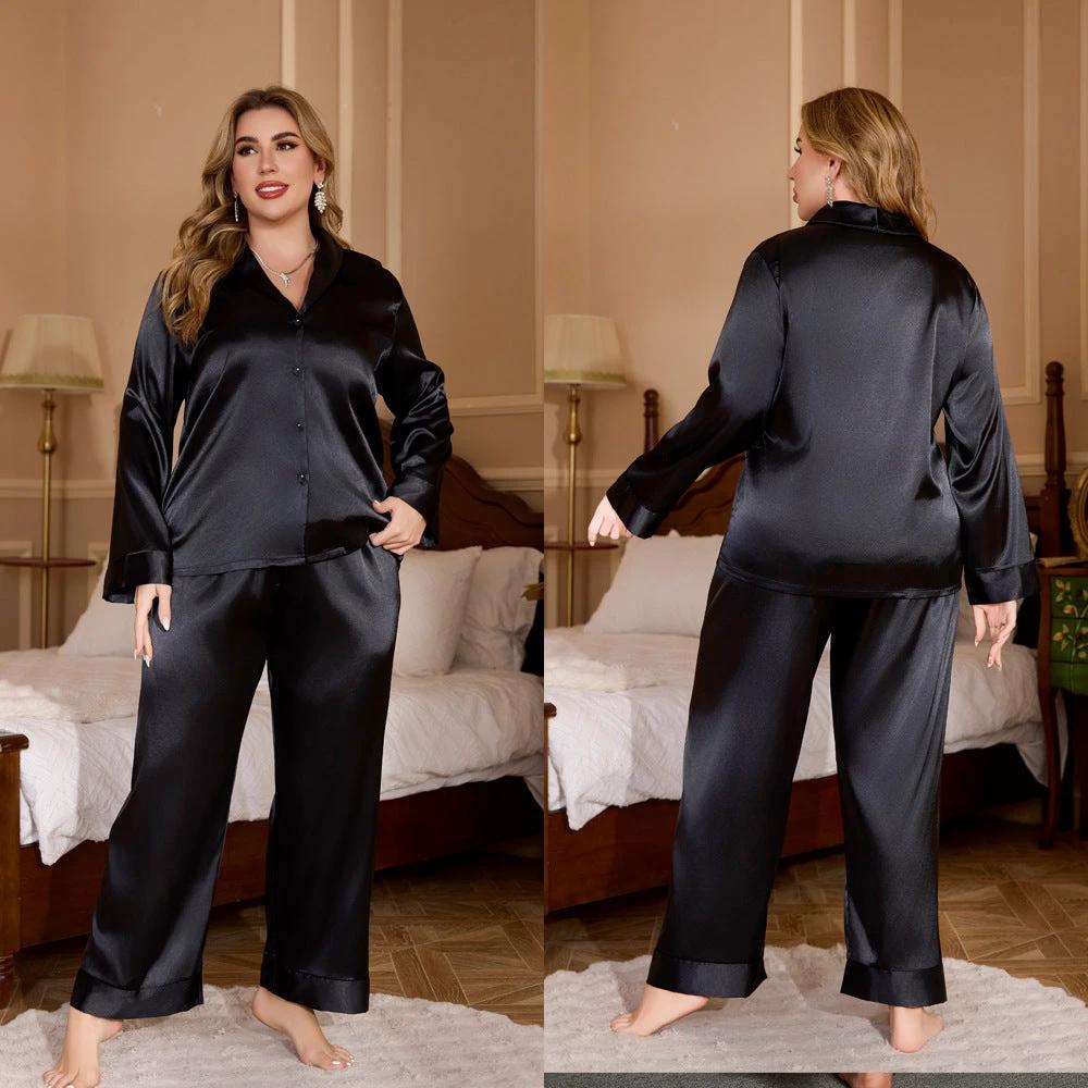 Women's Plus Size Cardigan Ice Silk Pajamas