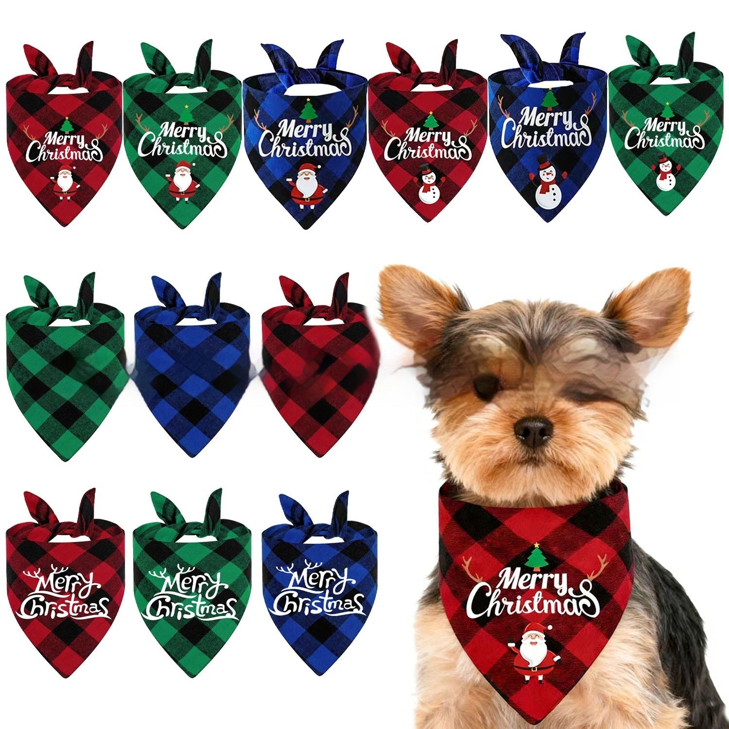 Wan Christmas Pet Triangle Plaid