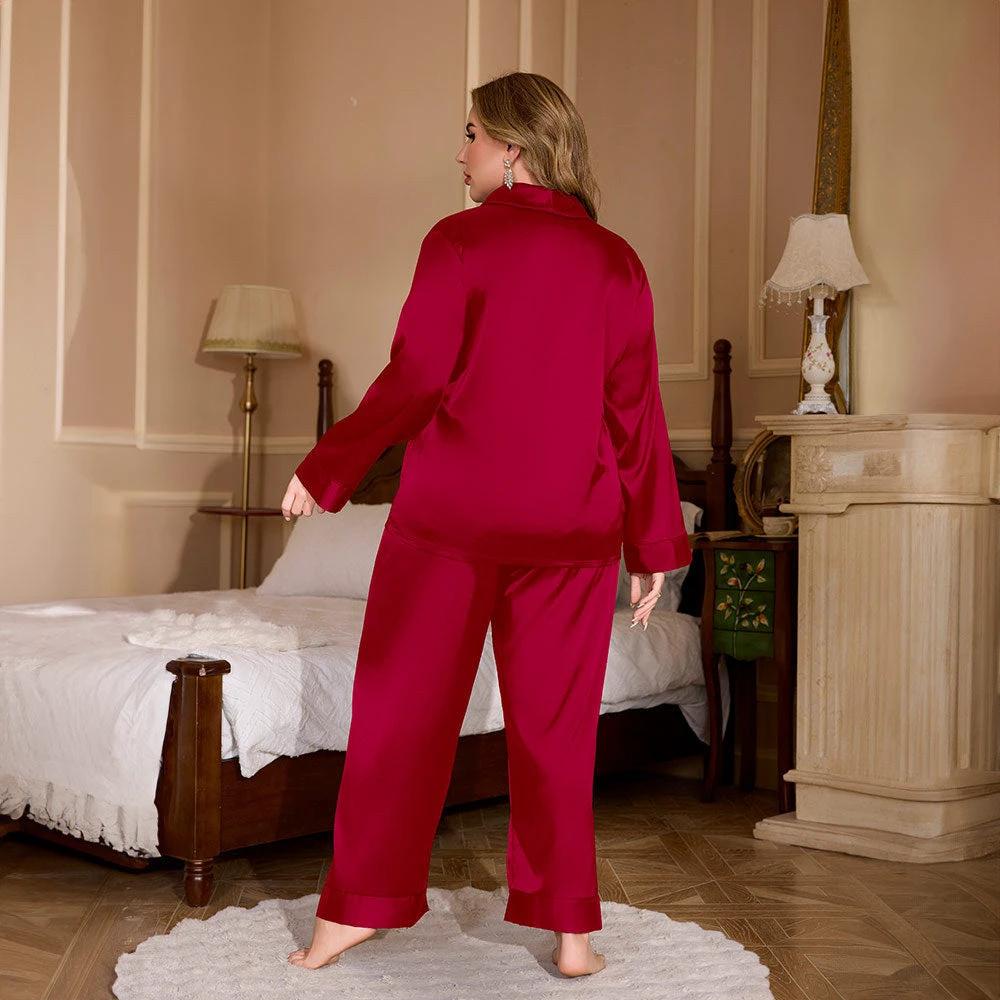 Women's Plus Size Cardigan Ice Silk Pajamas