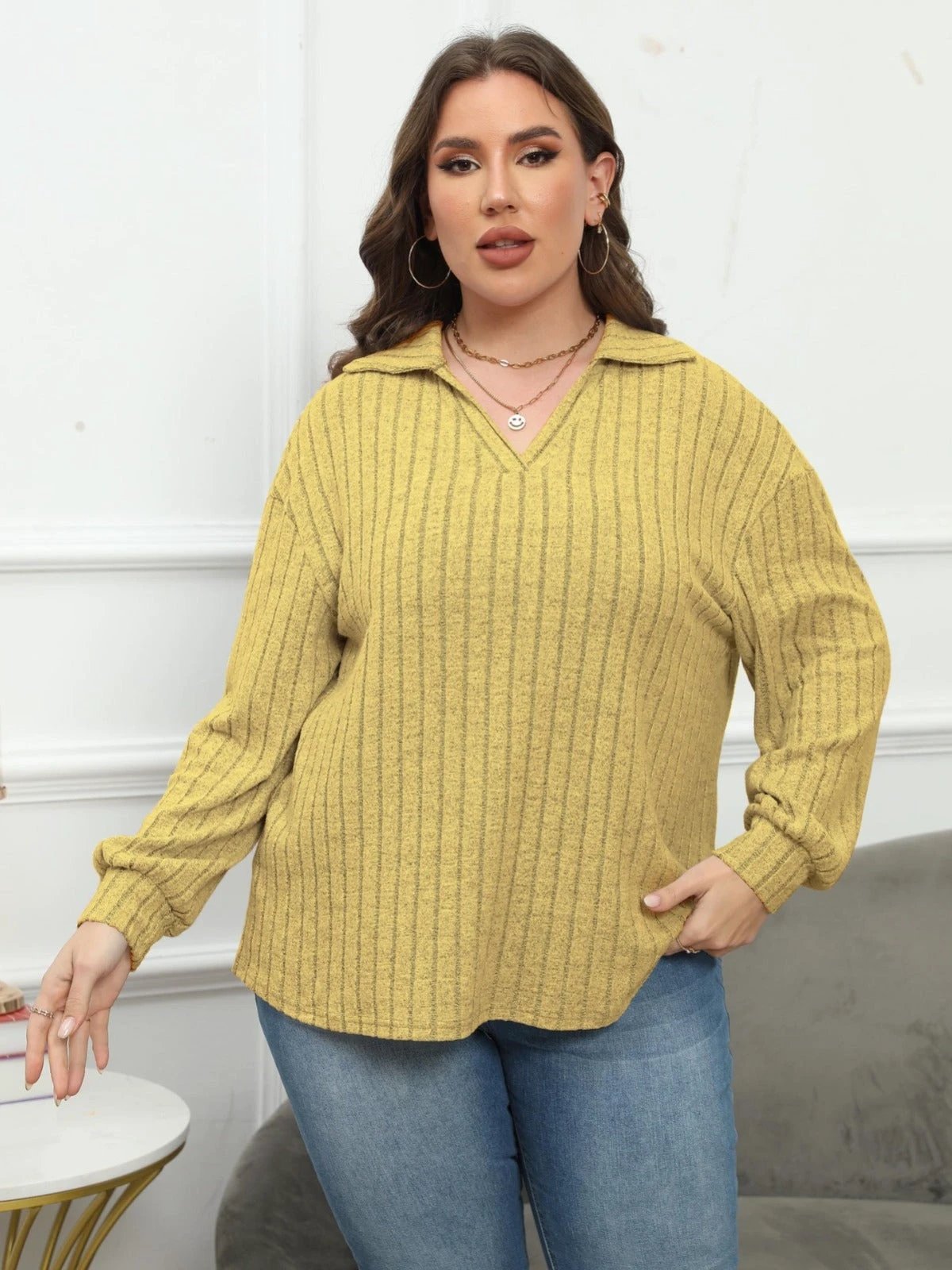 Women's Plus Size Polo Collar Bottoming Shirt
