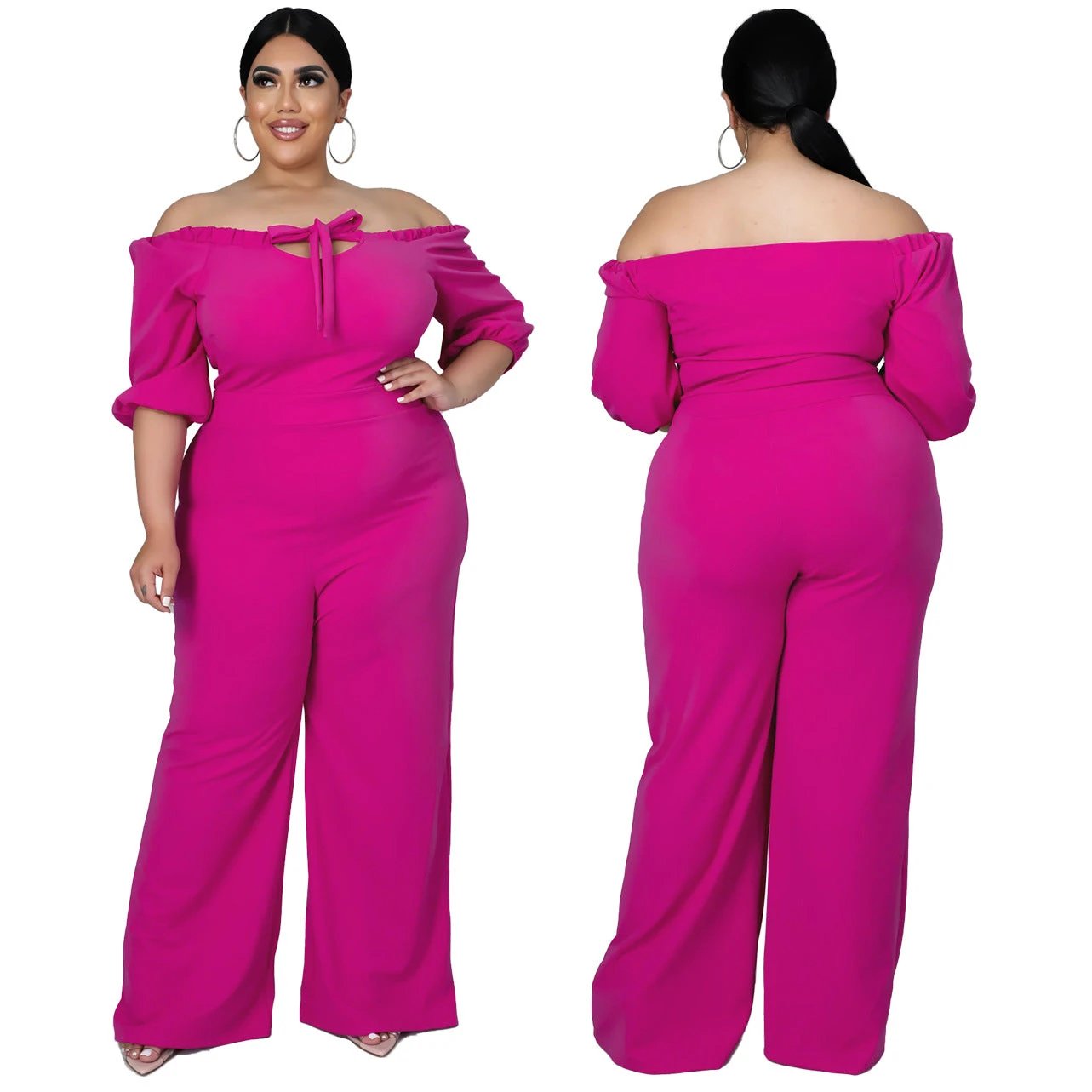 Women's Plus-Size Off-the-Shoulder Sexy Tube Jumpsuit