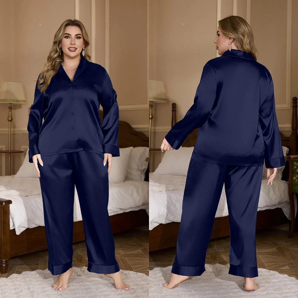 Women's Plus Size Cardigan Ice Silk Pajamas