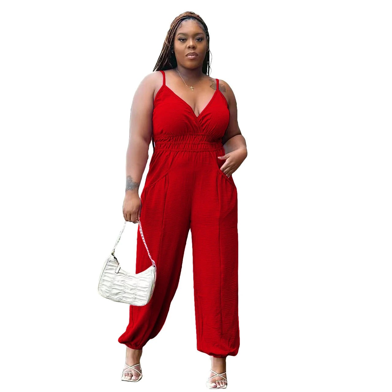 Women's Slip Plus Size Woman Cotton And Linen Jumpsuit