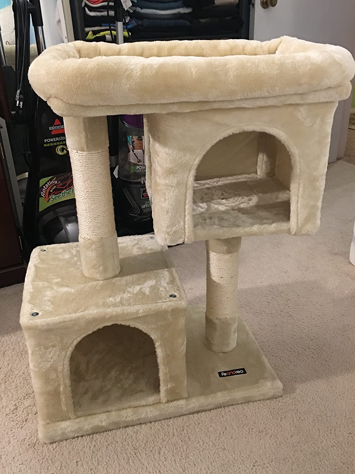 Cat Tree for Large Cats, 2 Cozy Plush Condos and Sisal Posts