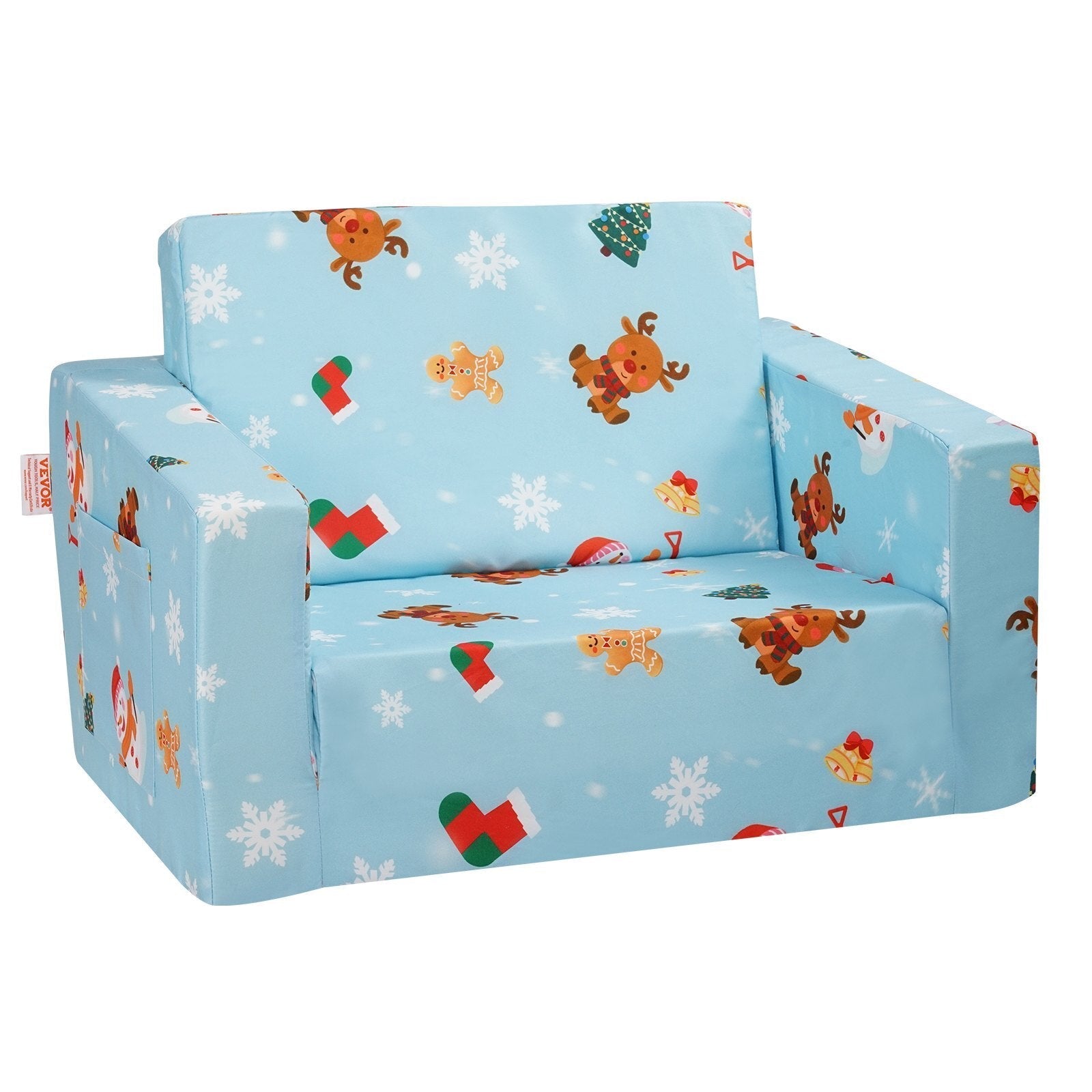 Kids Couch, 2-in-1 Toddler Chairs Comfy, Toddler Couch Sofa Bed Fold Out, Convertible Sofa to Lounger, Kids Chair Seat Playroom Furniture for Kids Girls & Boys, Sky Blue