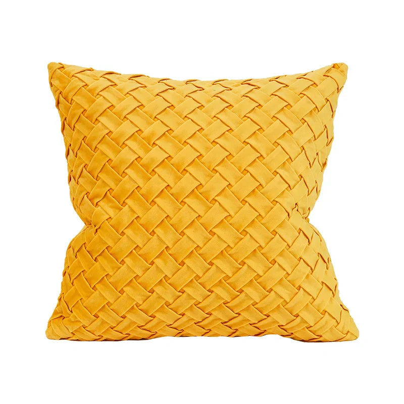 DecorBites™ Leather Patch Embroidery Cushion Cover: Modern Luxury Pillow Case for Sofa
