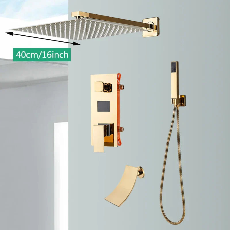 DecorBites™ Gold Digital Display Shower System with Tub Spout