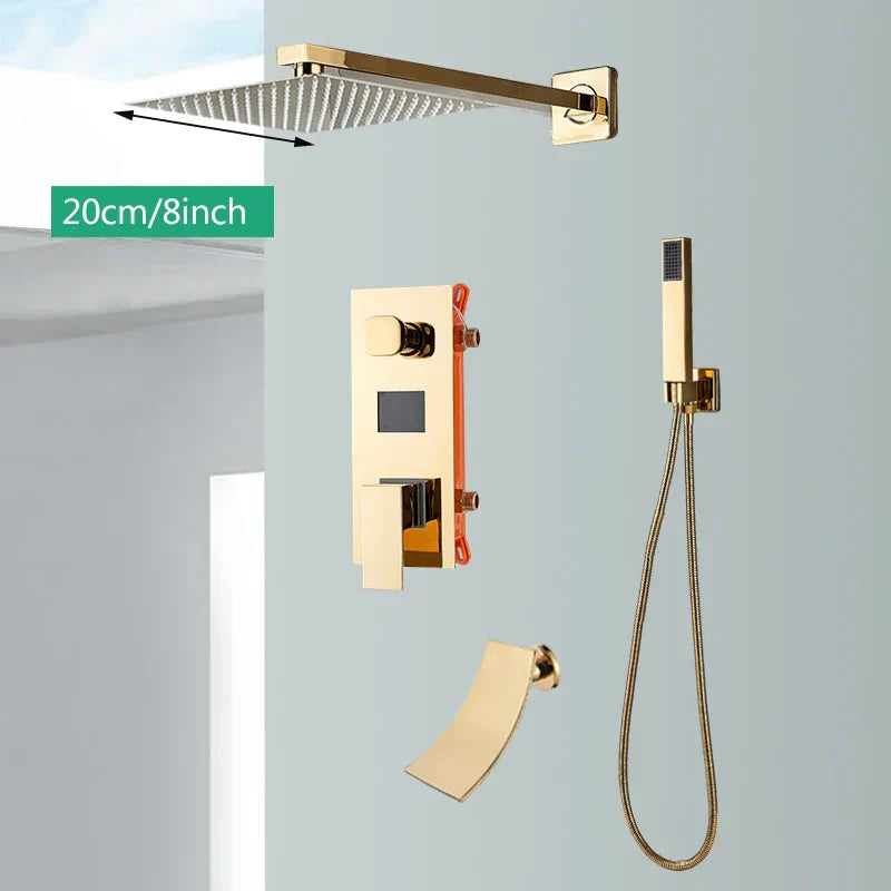DecorBites™ Gold Digital Display Shower System with Tub Spout