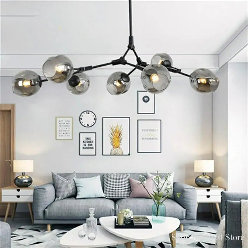 DecorBites™ LED Ball Chandelier: Modern Glass Kitchen Pendant Light Fixture