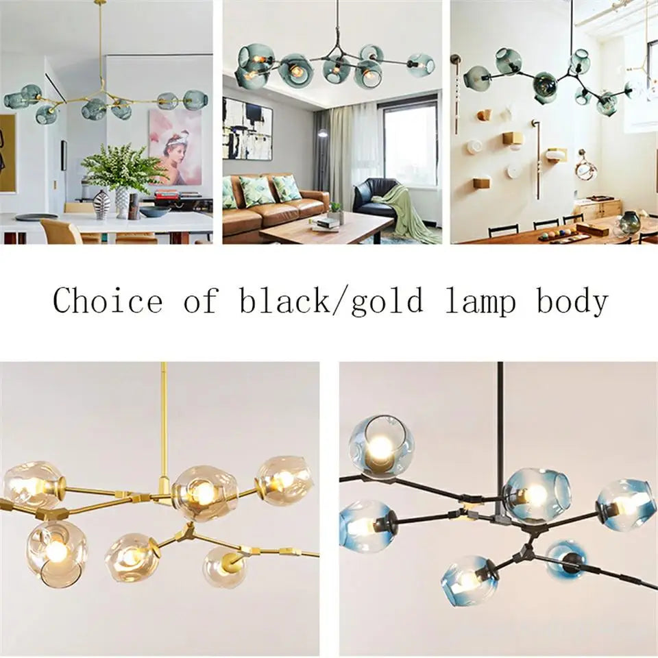 DecorBites™ LED Ball Chandelier: Modern Glass Kitchen Pendant Light Fixture