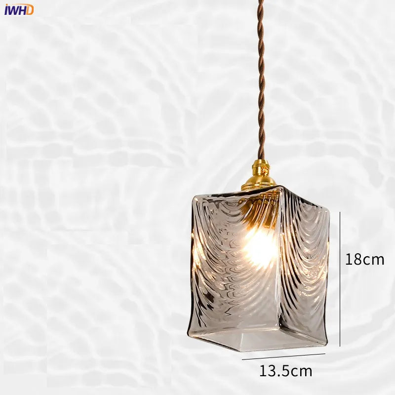 DecorBites™ Japanese Glass Pendant Lights: Industrial Vintage Bedroom Living Room Copper Decor