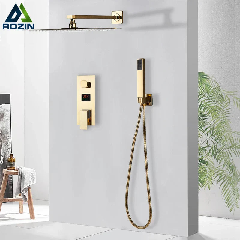 DecorBites™ Gold Digital Display Shower System with Tub Spout