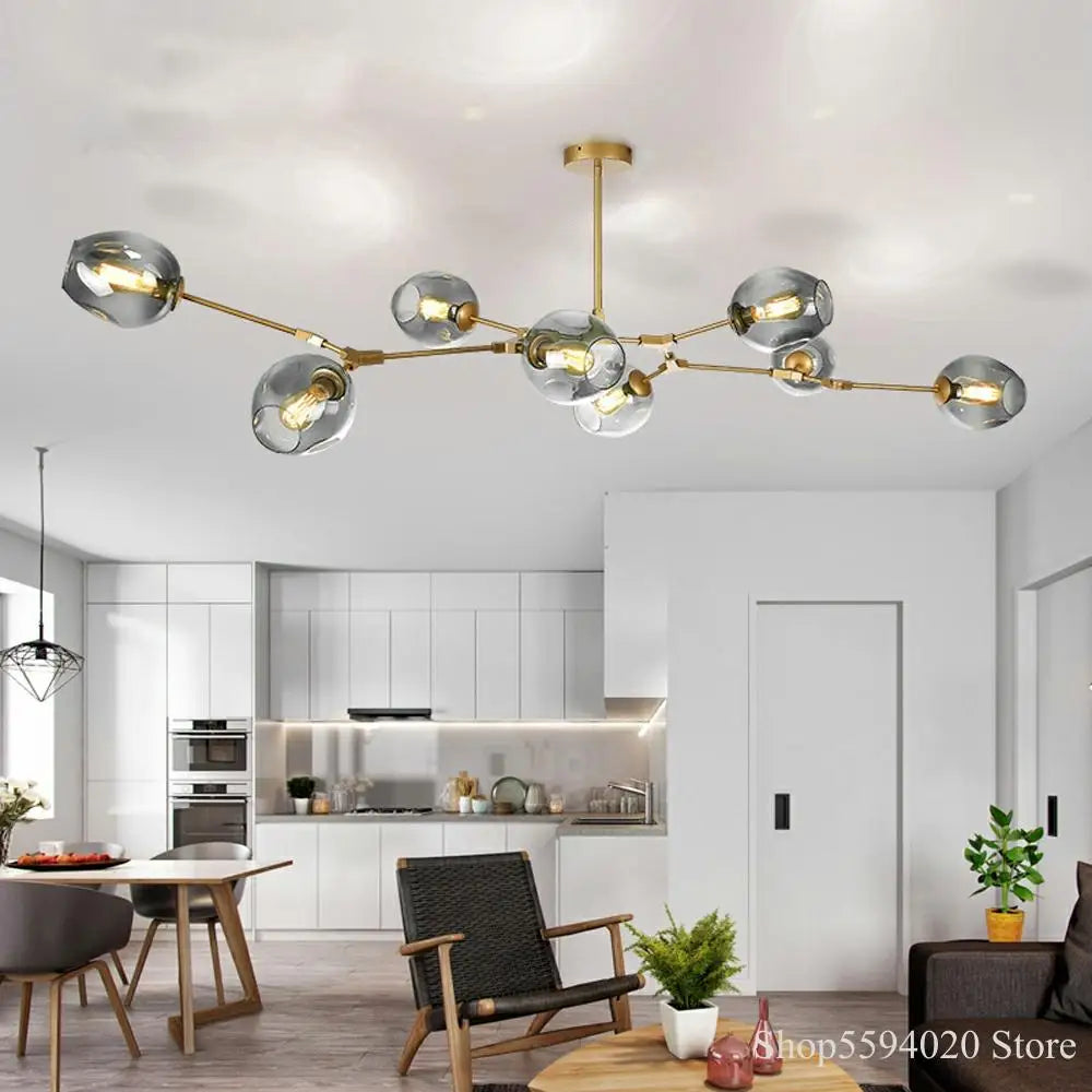 DecorBites™ LED Ball Chandelier: Modern Glass Kitchen Pendant Light Fixture