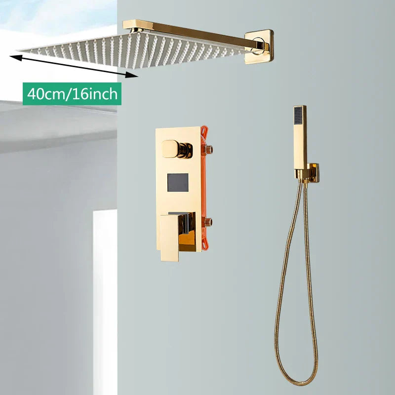DecorBites™ Gold Digital Display Shower System with Tub Spout