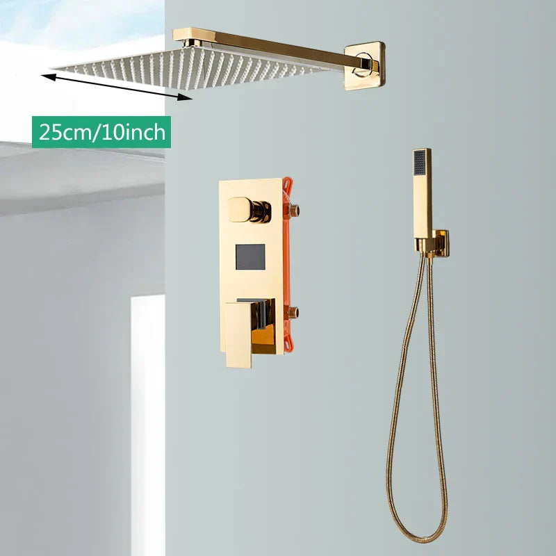 DecorBites™ Gold Digital Display Shower System with Tub Spout
