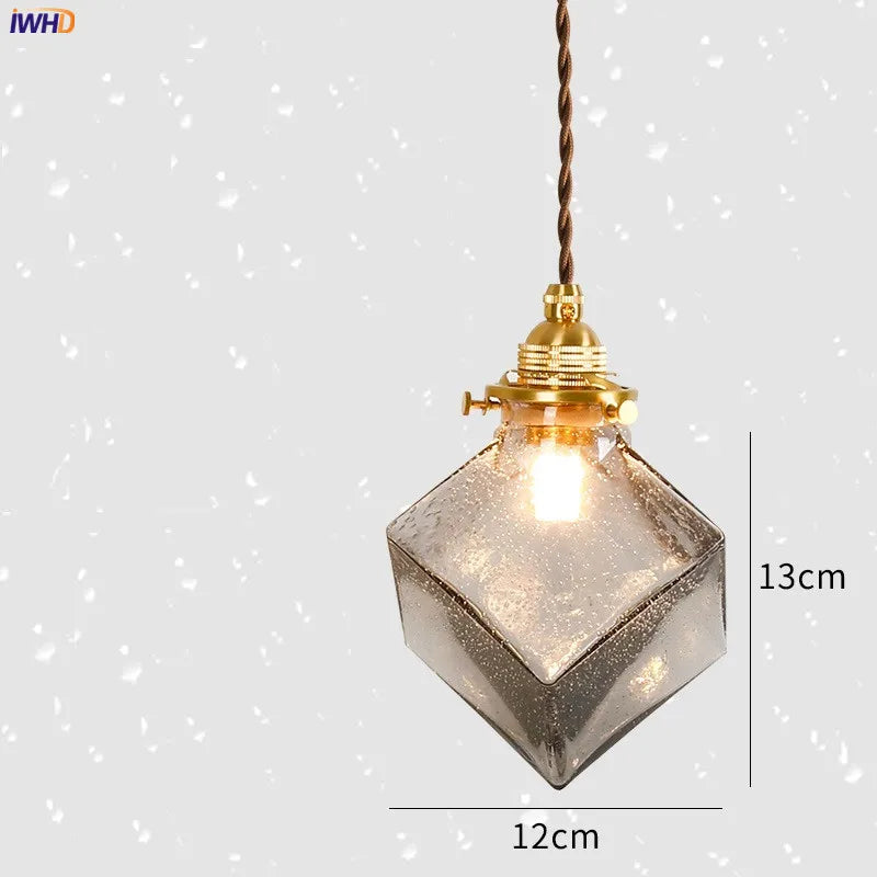 DecorBites™ Japanese Glass Pendant Lights: Industrial Vintage Bedroom Living Room Copper Decor