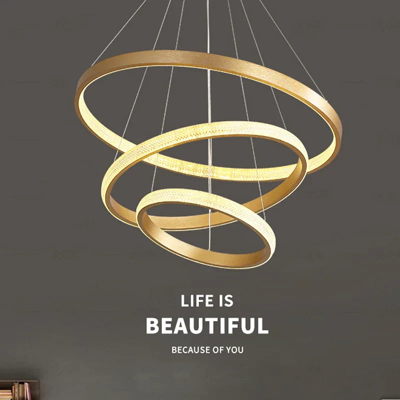 DecorBites™ Gold Circle Chandelier Creative LED Lighting Modern Indoor Fixtures