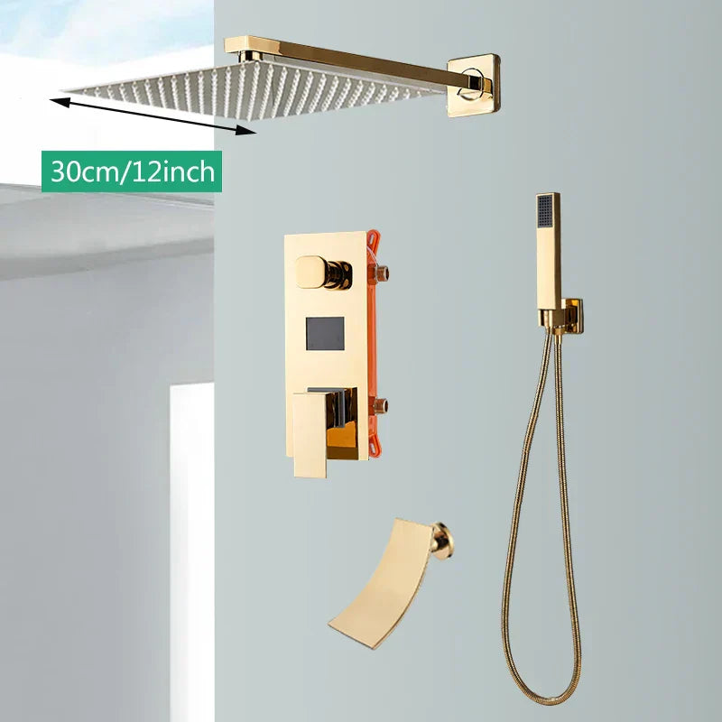 DecorBites™ Gold Digital Display Shower System with Tub Spout