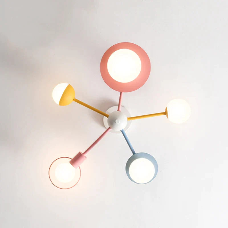DecorBites™ Kids Nordic Glass Chandelier LED Ceiling Light - Blue Pink Cartoon Theme