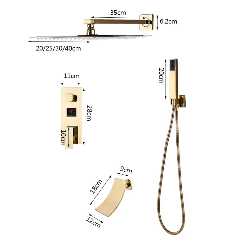 DecorBites™ Gold Digital Display Shower System with Tub Spout