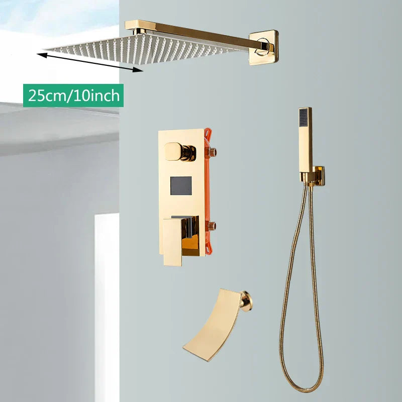 DecorBites™ Gold Digital Display Shower System with Tub Spout