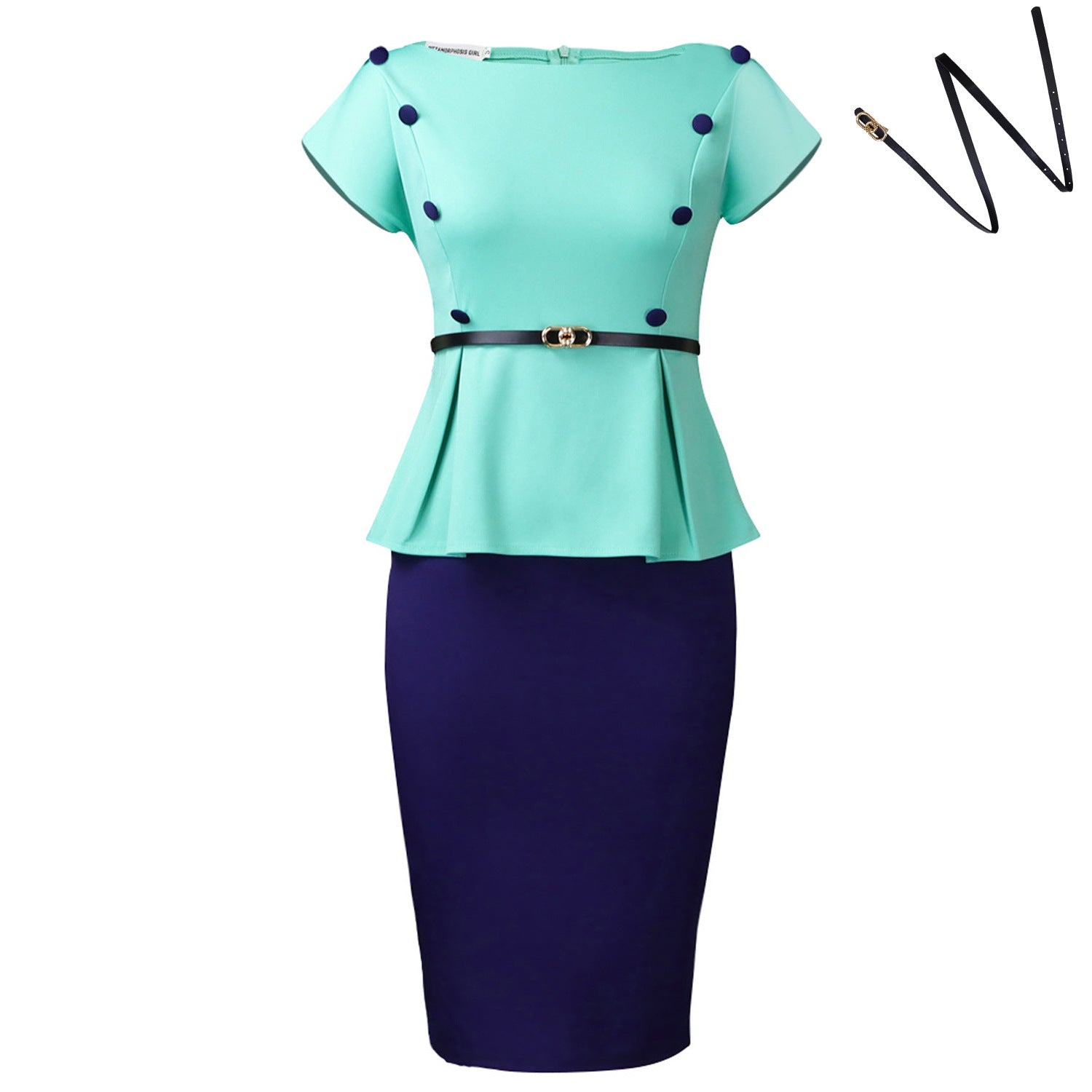 Women Clothing Plus Size Elegant Sheath Office Office Color Matching African Dress