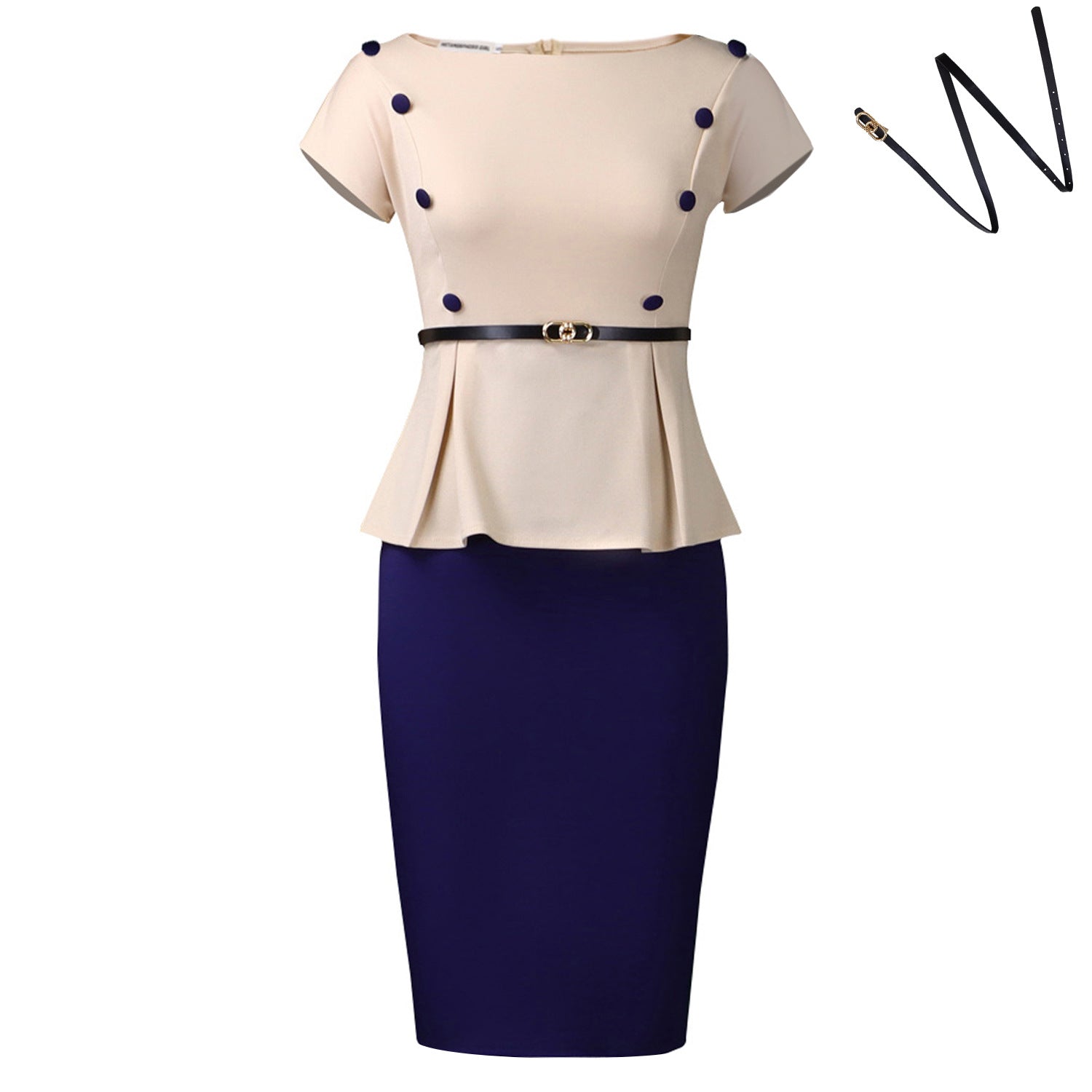 Women Clothing Plus Size Elegant Sheath Office Office Color Matching African Dress