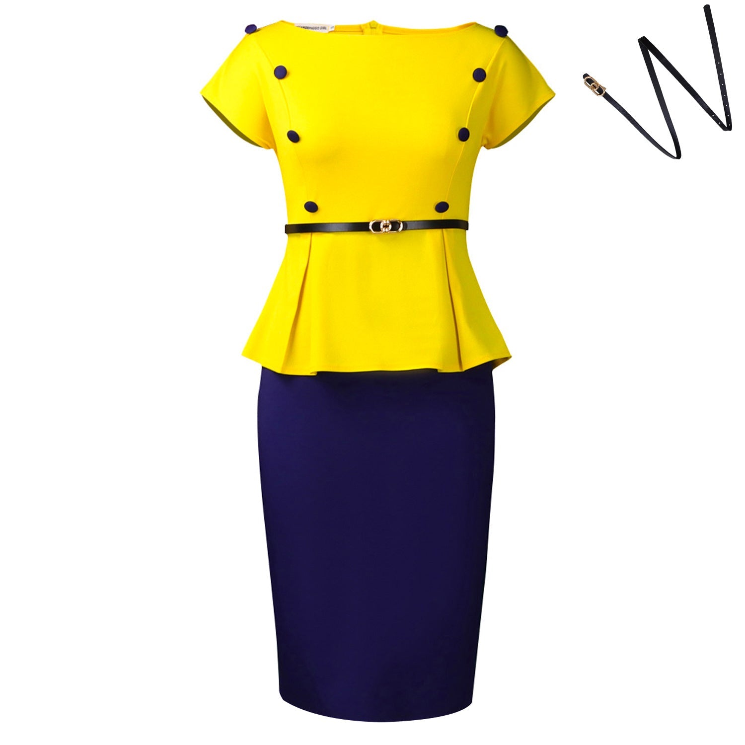 Women Clothing Plus Size Elegant Sheath Office Office Color Matching African Dress