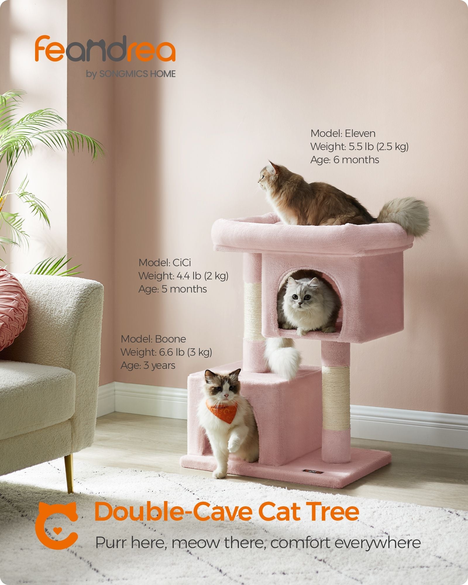 33.1-Inch Cat Tower for Large Cats up to 16 lb