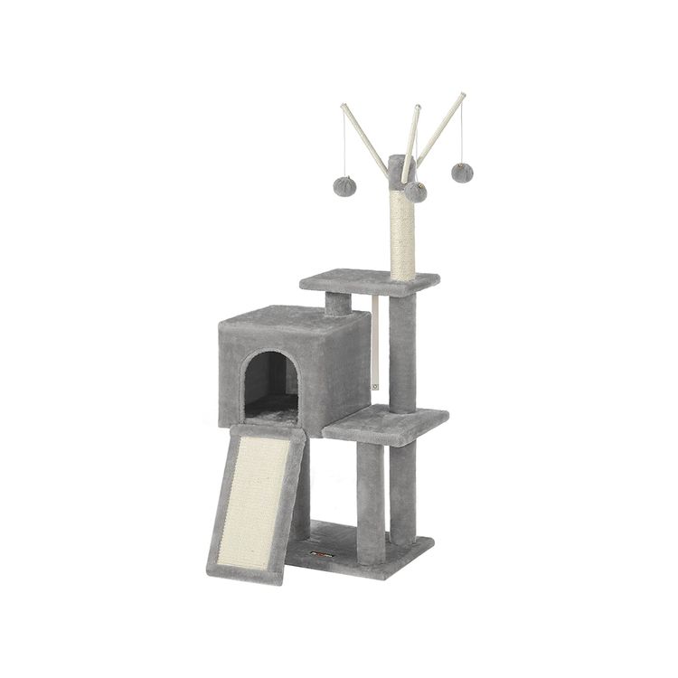 Cat Tree, Small Cat Tower for Indoor Cats, Kittens, Multi-Level Plush Cat Condo, 16.5 x 12.6 x 46.5 In
