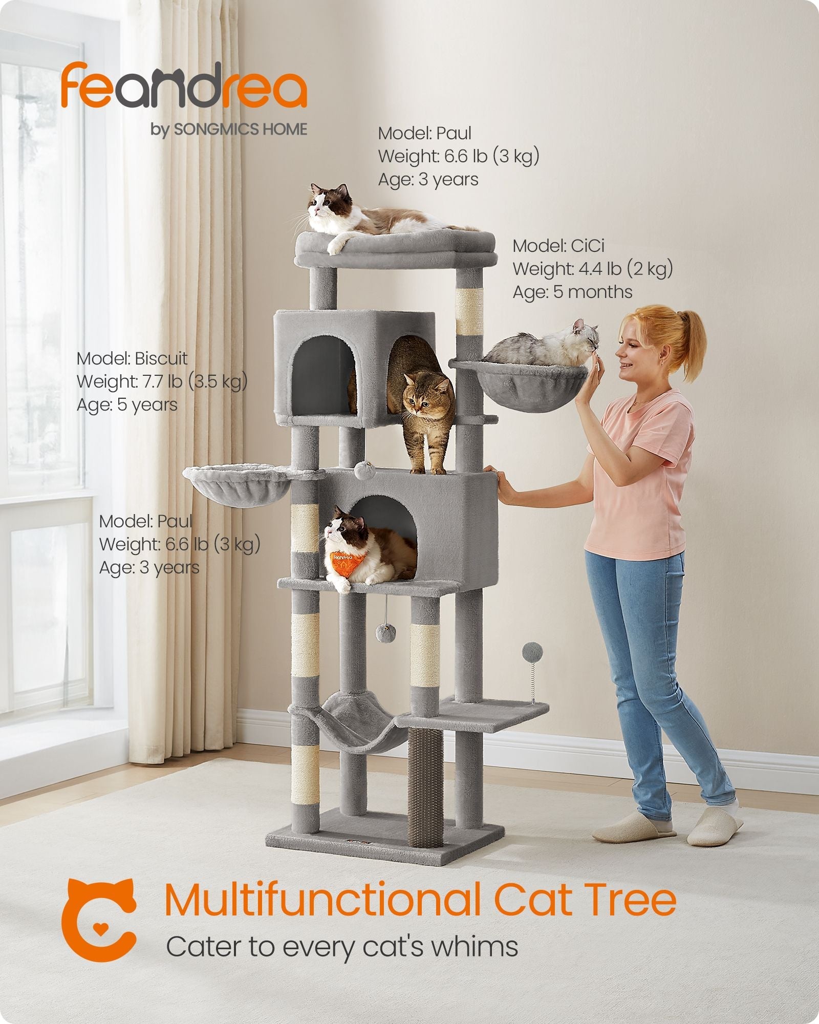 69-Inch Tall Cat Tree for Indoor Cats