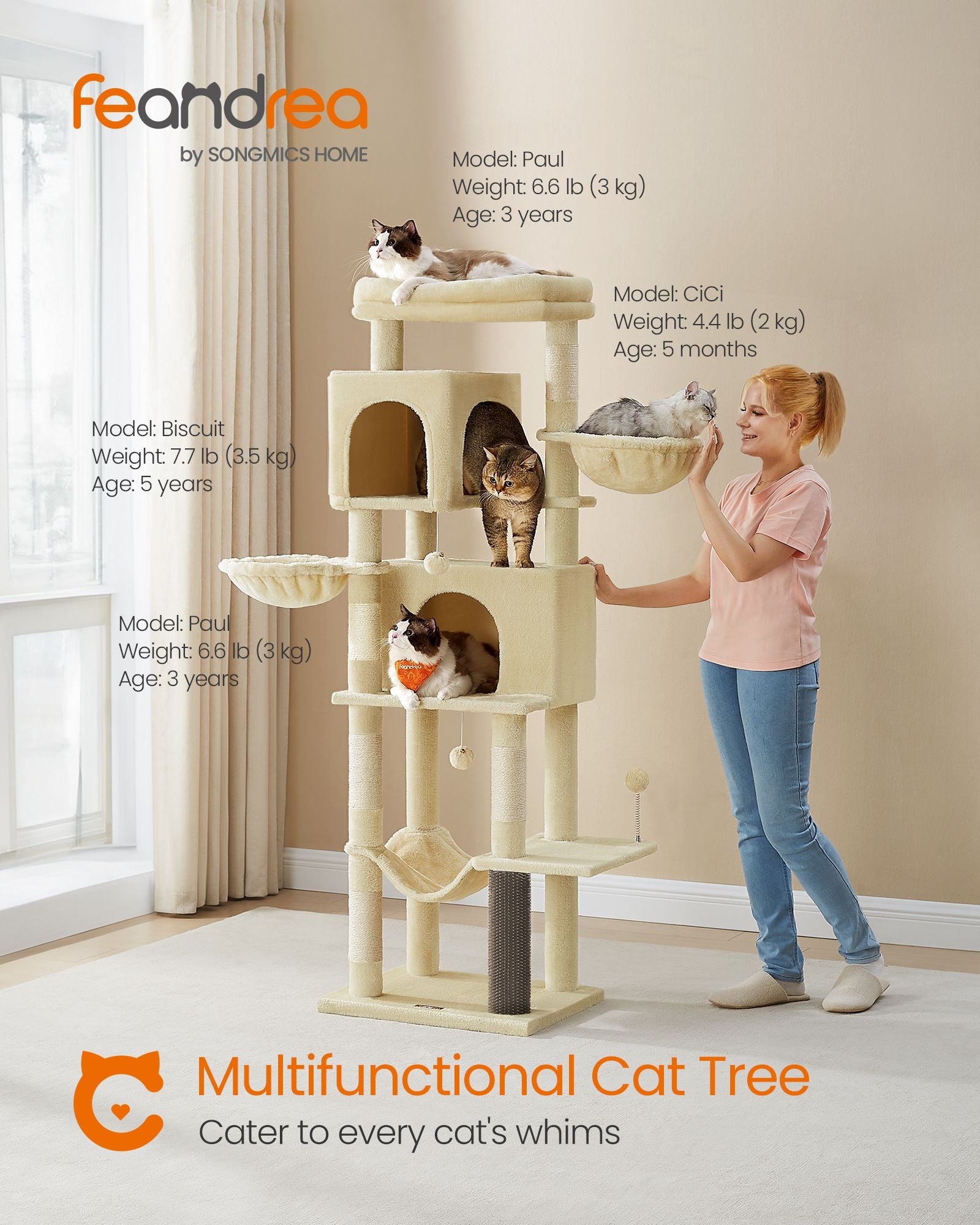 69-Inch Tall Cat Tree for Indoor Cats