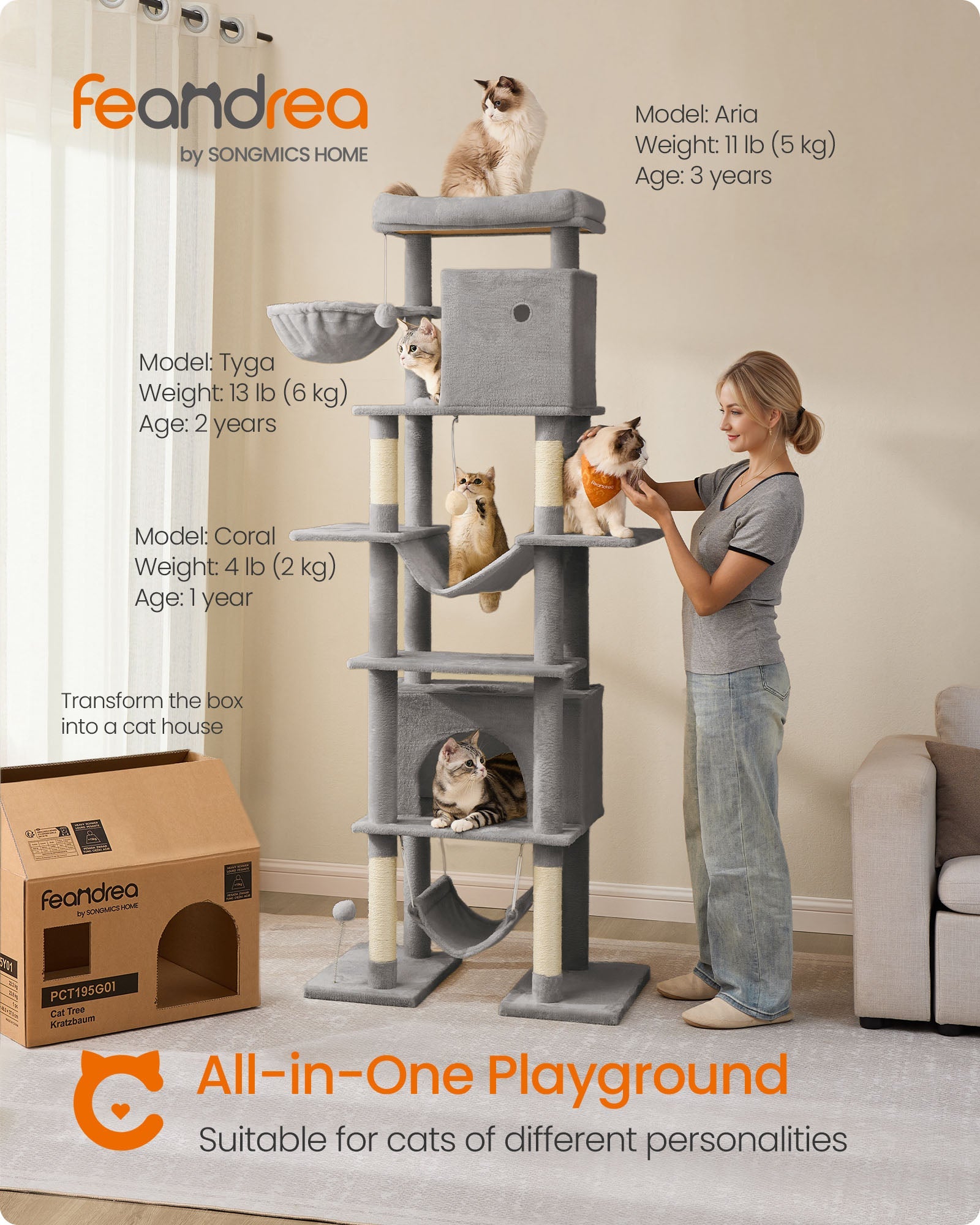 79.1 Inch Tall Cat Tree for Indoor Cats
