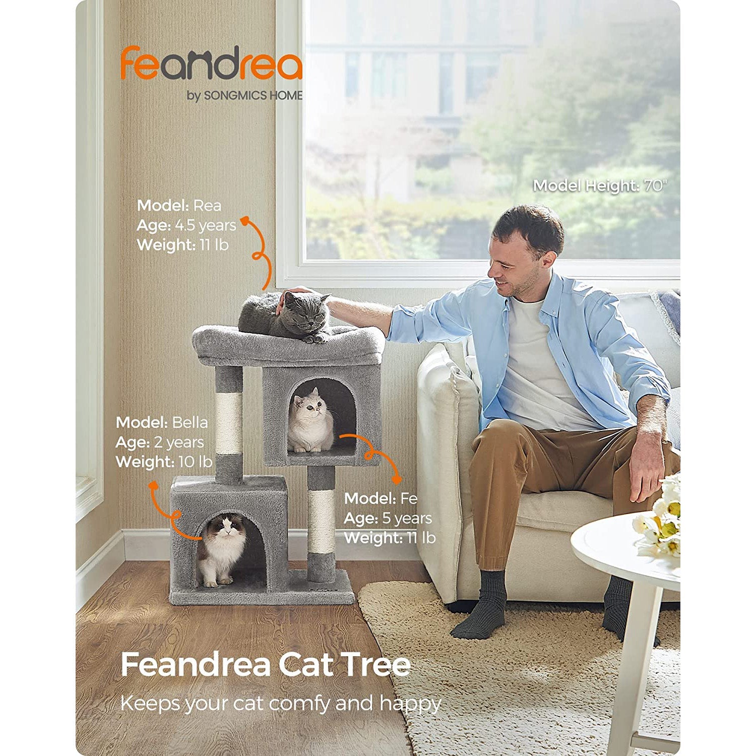 29.1-Inch Cat Tower for Medium Cats up to 11 lb