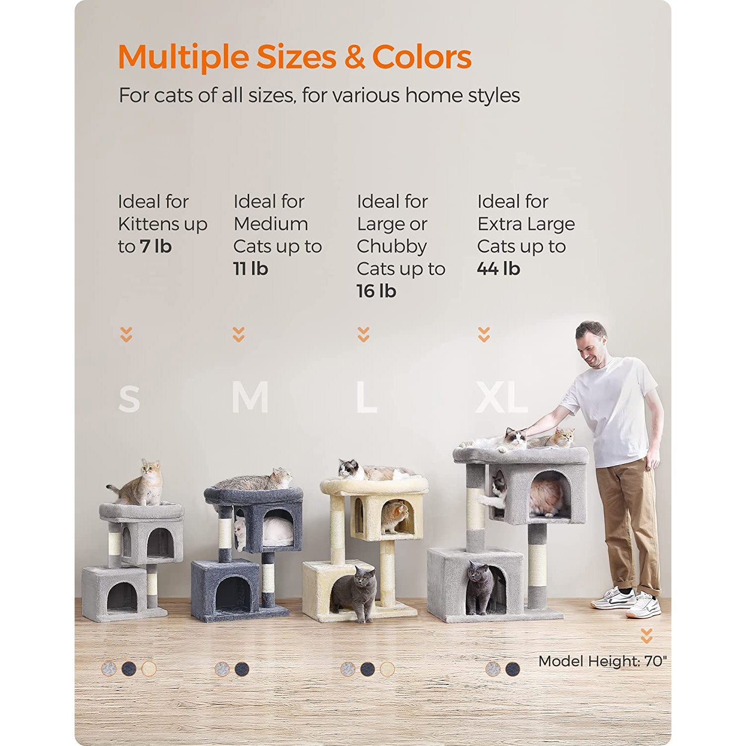 39.8-Inch Cat Tower for Extra Large Cats up to 44 lb