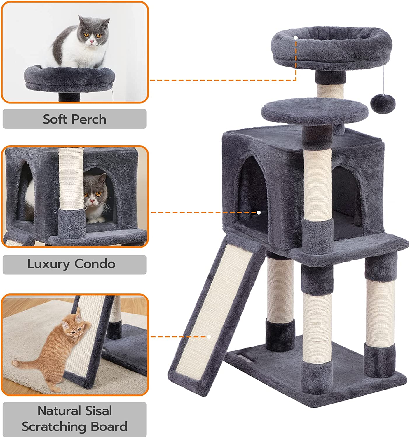 Cat Tree, Small Cat Tower with Soft Plush Perch