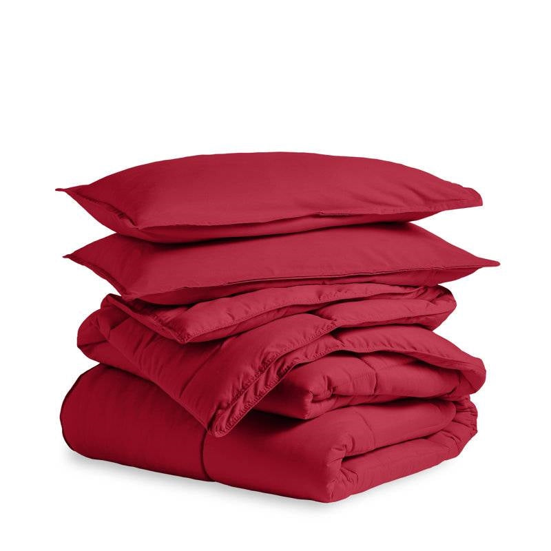 Full/Double Size All Season Super Soft Down Alternative Comforter Set Red