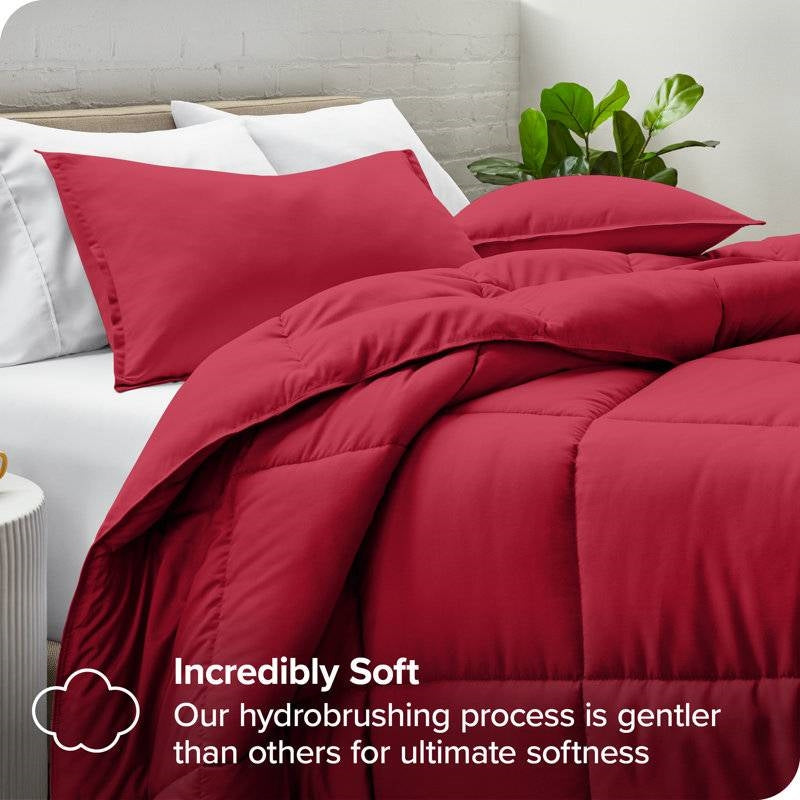 Full/Double Size All Season Super Soft Down Alternative Comforter Set Red