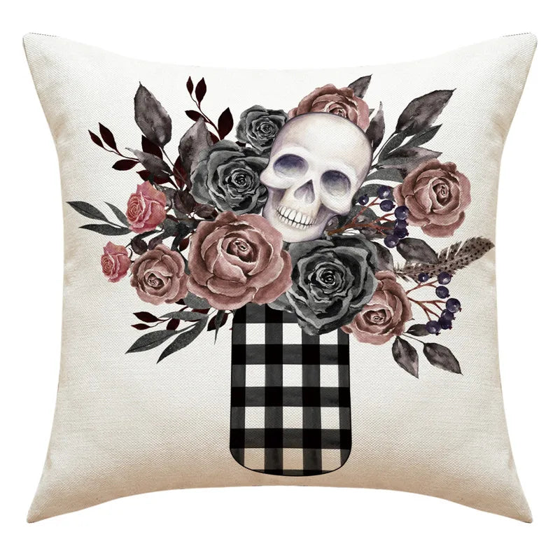 DecorBites™ Halloween Pillowcase Set - Festive Sofa Cushion Covers with Pumpkin Cat Witch Hat Print.