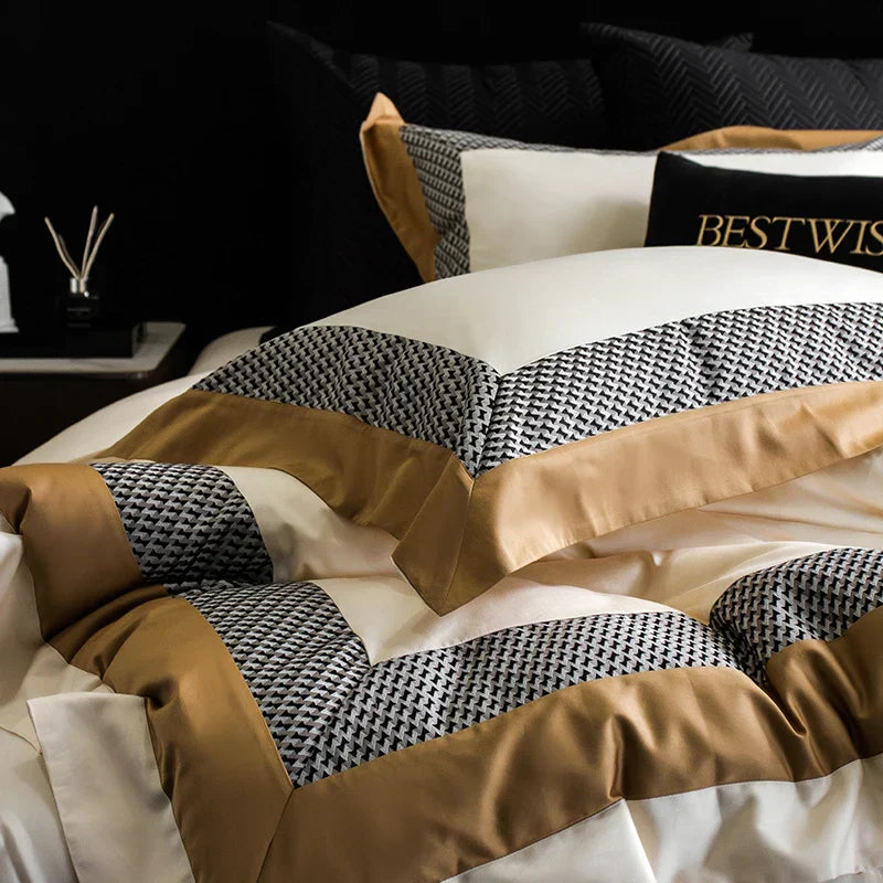 DecorBites™ Luxe Egyptian Cotton Bedding Set - Full Queen King Duvet Cover Flat Sheet Pillowcases