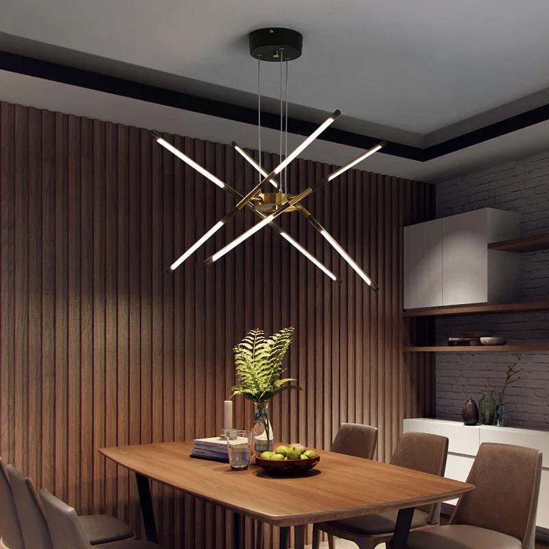 DecorBites™ Linen Ceiling Chandelier: Black Gold Pendant Lamp for Home, Office, or Restaurant