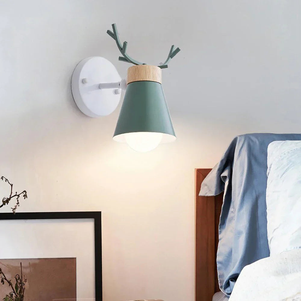 DecorBites™ LED Antlers Wall Lamp Wooden Nordic Vintage Modern Loft Bedroom Lighting E27