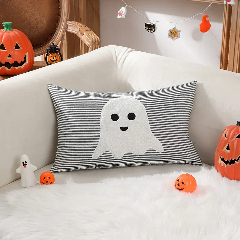 DecorBites™ Halloween Ghost Embroidery Pillow for Cozy Living Room Sofa Rest