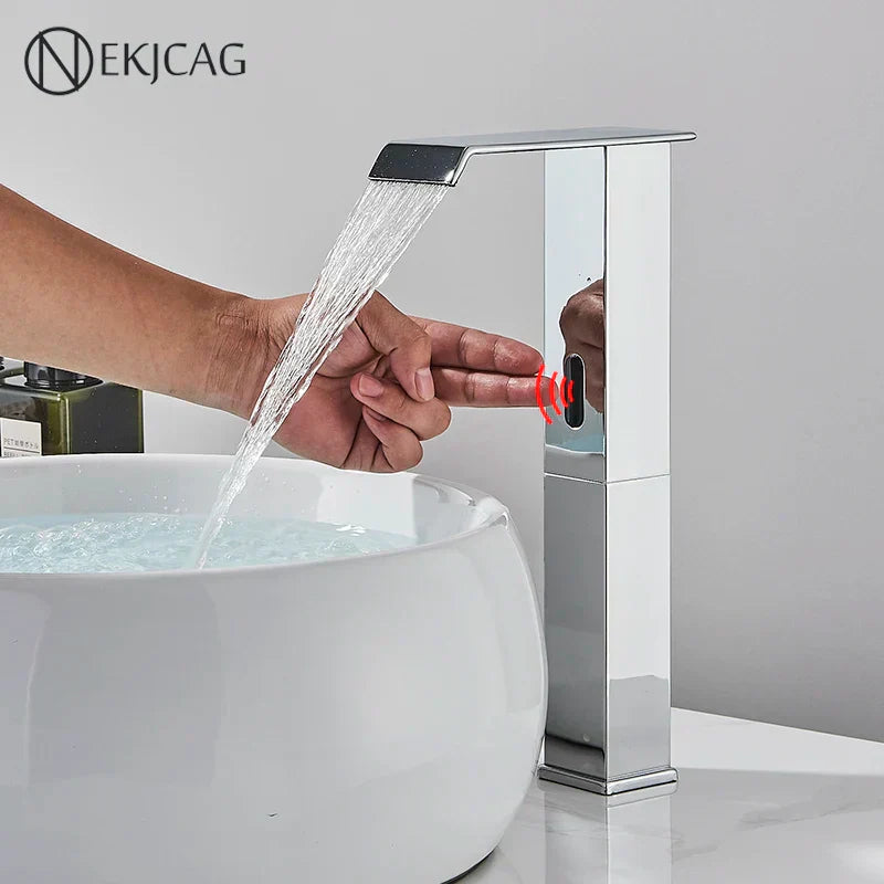 DecorBites™ High Style Smart Sensor Bathroom Basin Faucet Cold Hot Mixer Waterfall Tap