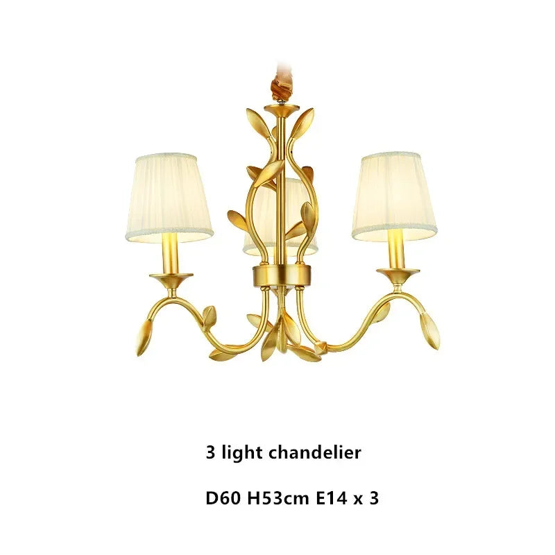 DecorBites™ Gold Copper Chandelier with Fabric Shades & LED Lighting