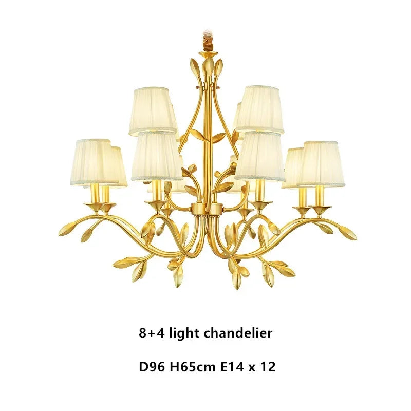 DecorBites™ Gold Copper Chandelier with Fabric Shades & LED Lighting