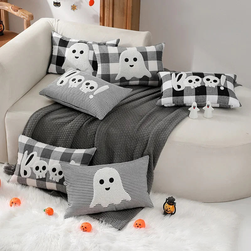 DecorBites™ Halloween Ghost Embroidery Pillow for Cozy Living Room Sofa Rest