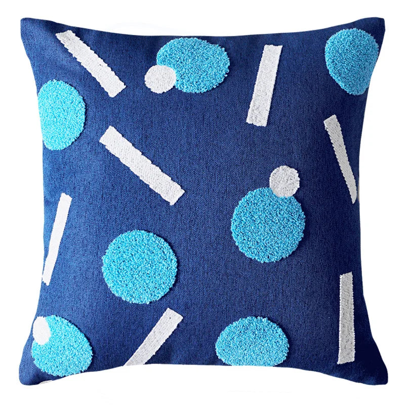 DecorBites™ Luxe Blue Tufted Pillowcase Embroidered Decor for Home Sofa 45x45cm 30x50cm