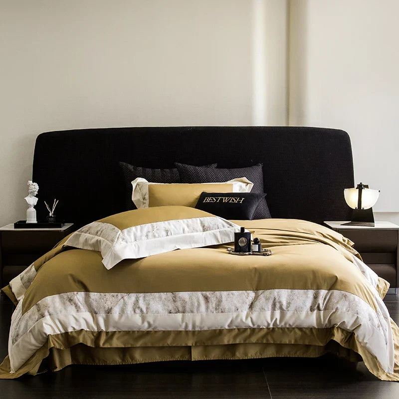 DecorBites™ Luxe Egyptian Cotton Bedding Set - Full Queen King Duvet Cover Flat Sheet Pillowcases